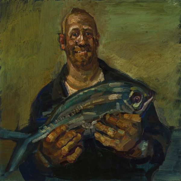 Pescador. Óleo sobre tablex. 30 x 30 cm