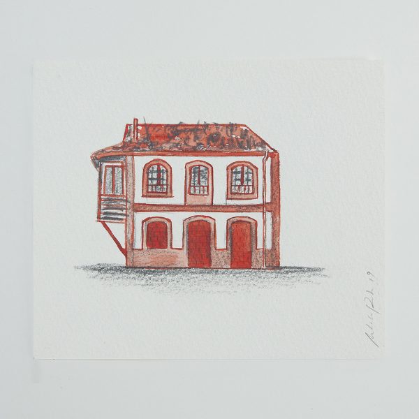 Natalia Pastor. Serie Cartografías de los no lugares, S/N, 2019.  Grafito y acuarela sobre papel. 12.2 x 14.2 cm