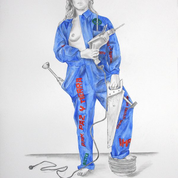 Natalia Pastor. Autorretrato, 2019. Acuarela y grafito sobre papel. 100 x 70 cm