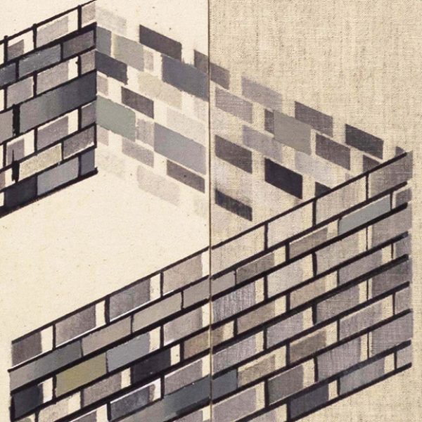 Estudio para construcciones personales, 2017. Díptico. Acrílico sobre lino y algodón. 40 x 20 cm
