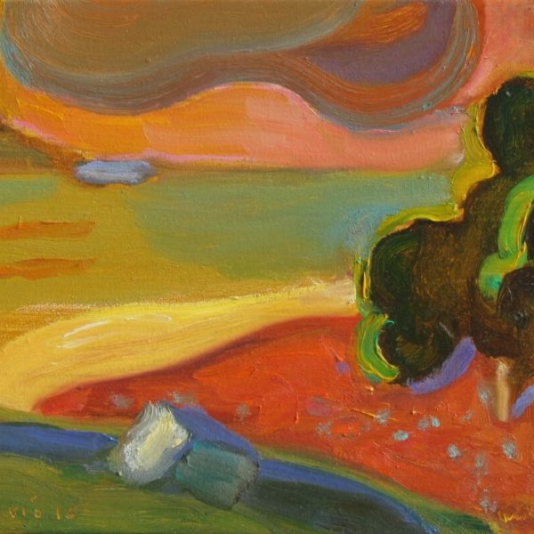 Árboles junto al mar, 2017. Óleo sobre lienzo 25 x 35 cm