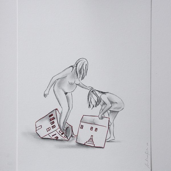 Serie Déshabillant la maison. Homenaje a Louise Bourgeois. Lápiz y tinta sobre papel. Serie de 13 dibujos 24 x 32 cm unidad