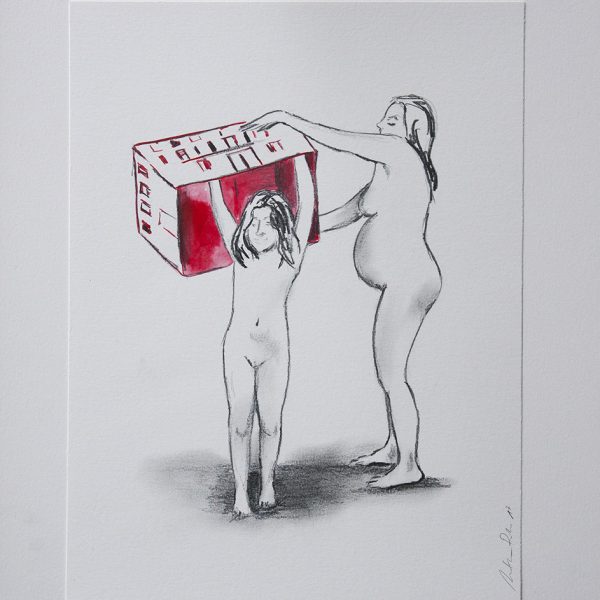 Serie Déshabillant la maison. Homenaje a Louise Bourgeois. Lápiz y tinta sobre papel. Serie de 13 dibujos 24 x 32 cm unidad