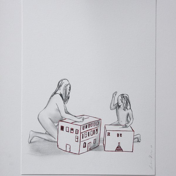 Serie Déshabillant la maison. Homenaje a Louise Bourgeois. Lápiz y tinta sobre papel. Serie de 13 dibujos 24 x 32 cm unidad