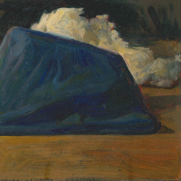 Mont bleu et nuage, 2018.  Óleo sobre lienzo. 25 x 25 cm