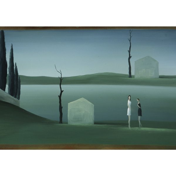 Damas blanca y negra, 2015. Óleo sobre lienzo. 97 x 130 cm