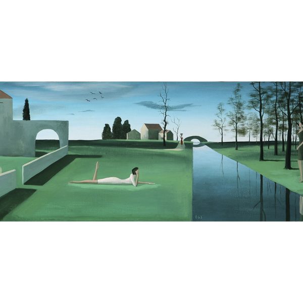 Las Señoritas del Canal, 2015. Óleo sobre lienzo. 27 x 63 cm