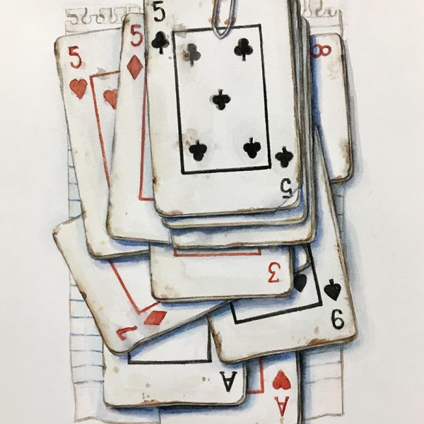 Club de bridge 9, 2018. Acuarela sobre papel. 26 x18 cm