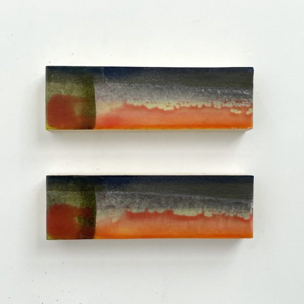 Plágaro. Identical papers, 2022. Ref P024. Mixed media on 640 grs. Indian rag paper glued on wood. Set 2 units 19 x 23 x 3 cm. Unit 7 x 23 x 3 cm