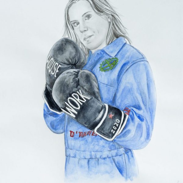 Natalia Pastor. Housework, 2023. Acuarela y grafito sobre papel. 30 x 43 cm