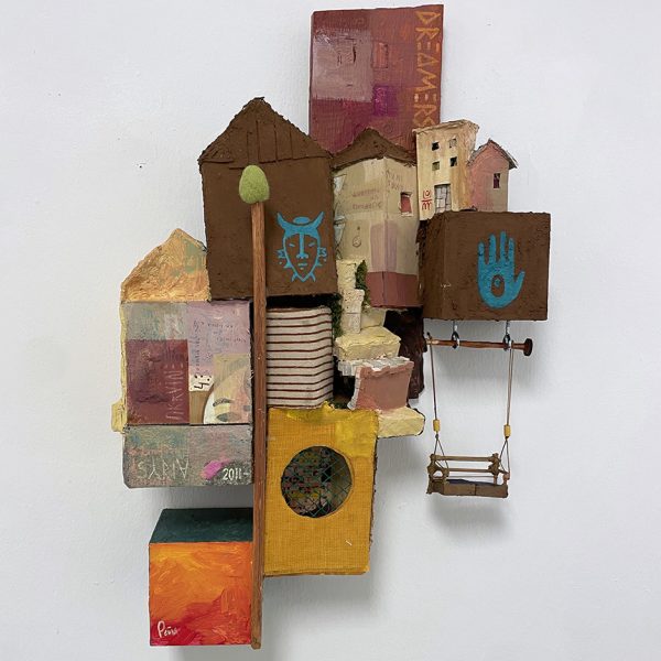 Maria Peña. Retrato Urbano, 2023. Acrylic on carboard, on wood. 57 x 34 x 10 cm