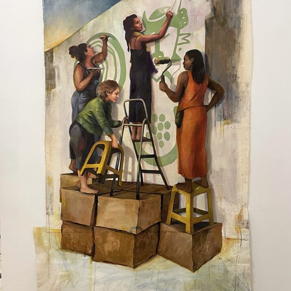 Maria Peña. Sonoridad, 2023. Acrylic on canvas. 212 x 125 cm