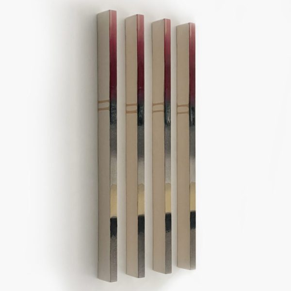 Plágaro. Ref 1446. Pinturas iguales, 2023. Técnica mixta sobre loneta montada en madera. Set 4 uds. 93 x 27 x 7 cm