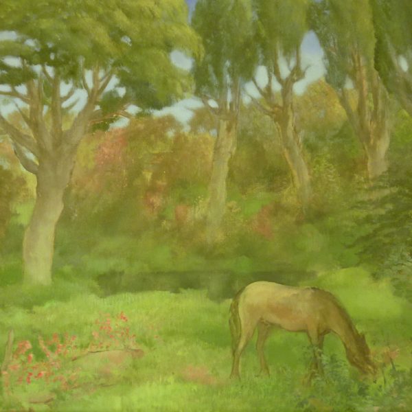 Evaristo Valle. Paisaje con caballos, c.1920 - repintado c.1947. Óleo sobre lienzo, 50,5 x 66,3 cm