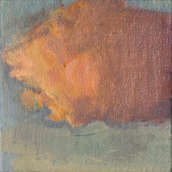 Morgan Bancon. Nube del atardecer, 2025. Óleo sobre tela, 14,5 x 14,5 cm