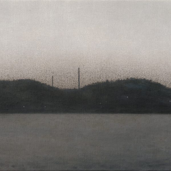 Galano. Chimeneas de Aboño, 2022. Óleo sobre lienzo. 42 x 55 cm