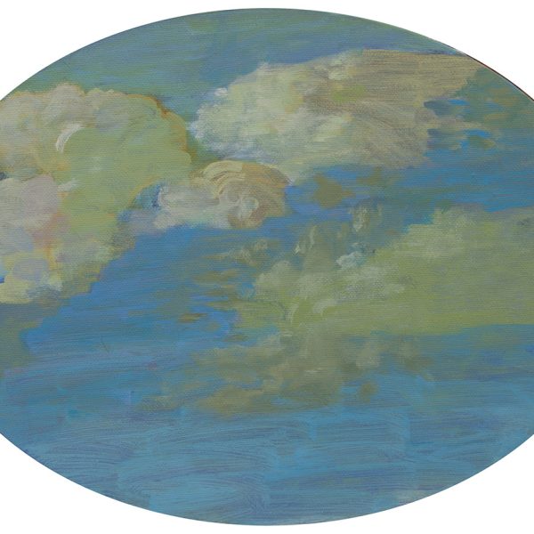 Morgan Bancon. Cielo ovalado, 2025.  Acrílico sobre lienzo. 30 x 40 cm