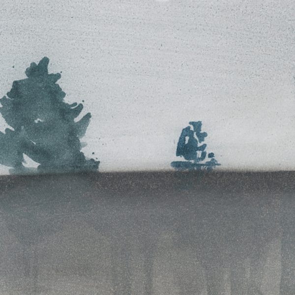 Galano. Árboles en Abadien, 2025. Óleo sobre papel pegado a tabla. 24 x 33 cm
