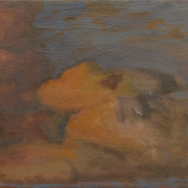 Morgan Bancon. Nubes ocre, 2025.  Óleo:sobre lienzo. 22 x 27 cm