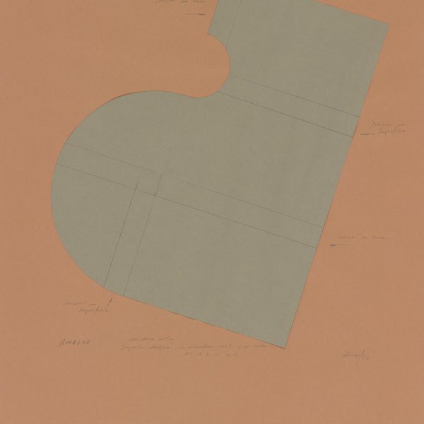 Amador. Second version of empty cylinder and a cube, 1992. Collage, graphite and colored pencil on paper. 650 x 545 mm