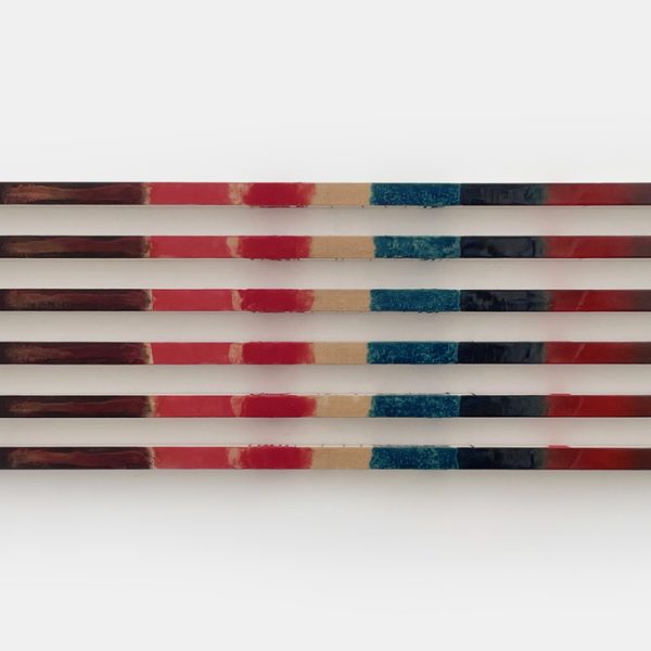 Plágaro. Cuadros Iguales, 2023. Técnica mixta sobre loneta montada en madera. 200 x 55 x 7 cm. Ref. 1417