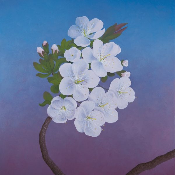Josefina Junco. En el crepúsculo, 2019. Pétalos I. Díptico. Óleo sobre lino. 140 x 110 cm