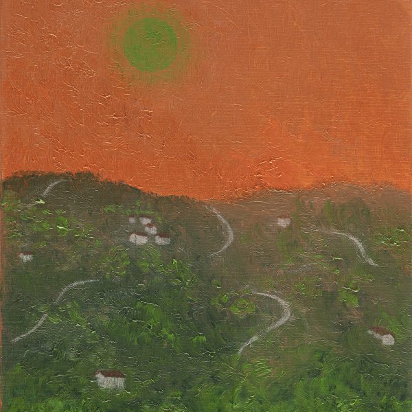 Josefina Junco. Luna verde, 2026. Óleo sobre lino. 33 x 24 cm